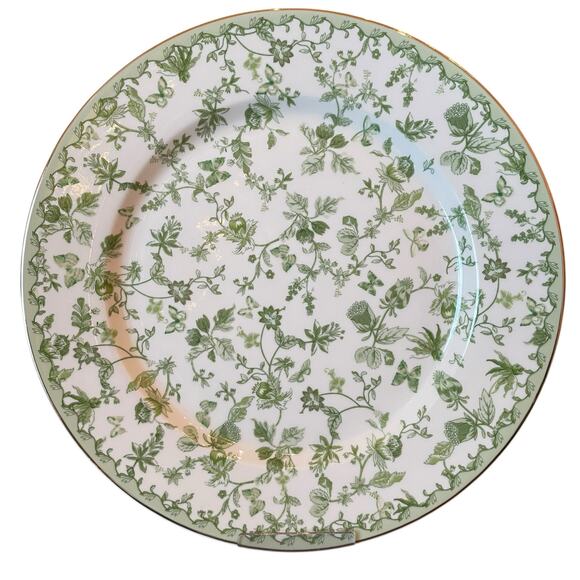 Grace Teaware Porcelain Dinner Plates 10.5" Green & White Floral Set of 4 New - Picture 8 of 13